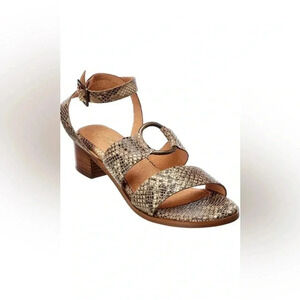 SEYCHELLES Exhilarating Snake Embossed Sandals In Tan Black / Size 7 /